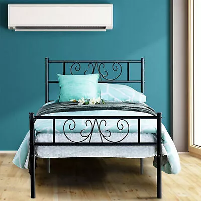 3FT Single Bed Frame Black Metal Bedframe Solid Bedstead Base Bedroom Furniture • £49.99