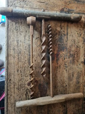 £35 • Buy Vintage Auger Farming / Carpenters Large T Handle Hand Brace Drill Bit Old Tools