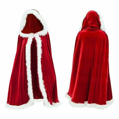 Mrs Santa Claus Christmas Fancy Dress Xmas Ladies Adults Costume Hooded Cloak • $19.73
