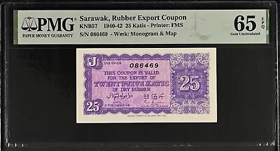 Rare Sarawak Rubber Export Coupon 25 Katis 1940 Pmg 65 Epq • $19.99