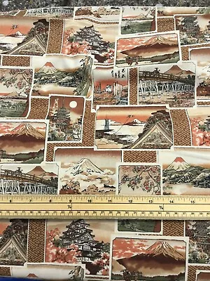 Fat Quarter Delta Traditional Japanese Scene Labels Cotton Quilting Fabric  • £4.90