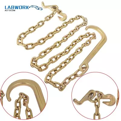 Tow Chain 15  J Hook Mini J Grab Hook Welded Towing Wrecker 5/16 X 8 FT Grade 70 • $34.80