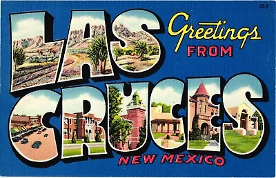 Large Letter Greetings Las Cruces New Mexico Postcard 1930s Art Deco • $7.99