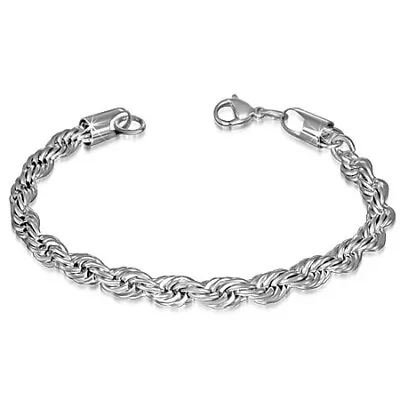 Stainless Steel Mens Rope Link Bracelet 8.25  • $19.99