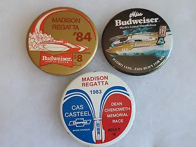 Pinbacks Hydroplane Boat Racing Vintage Madison Regatta Miss Budweiser • $0.99