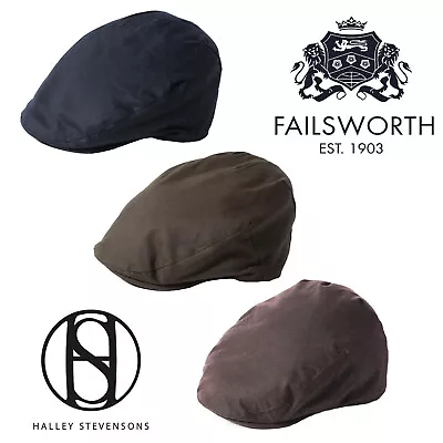 Failsworth Waxed Cotton Flat Cap Black/Brown/Olive/Navy 55-61cm • £25.99