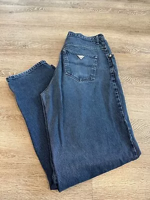 Vintage Made In USA Guess Blue Triangle Denim Jeans Size 34X34 • $28