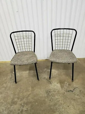 Pair Mid Century Modern Howell Metal Wire Back Chairs (k30) • $125