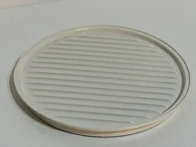 Ribbed Round Bacon Meat Ware Microwave Grill Tray Double Sided White Cookware • $8.99