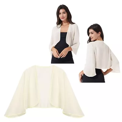 Women's Long Sleeve Shrug Open Front Cardigan Shawls Evening Capes And Wraps • £10.99