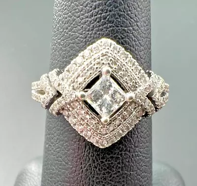 Zales Marilyn Monroe 14k Wg White Gold Princess Diamond Frame Engagement Ring • $1050