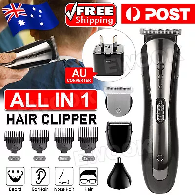 Mens Hair Clippers Beard Trimmer Electric Shaver Nose Haircut Grooming Kit Set • $15.95