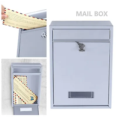 Steel Mailbox Mail Box Wall Mount Newspaper Letterbox Lockable With 2 Door Keys • $31.02