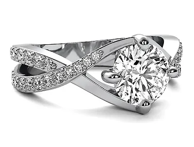 INFINTY SPLIT SHANK 1.76 Ct F VS2 Lab Grown Round Cut Diamond Engagement Ring • $1945