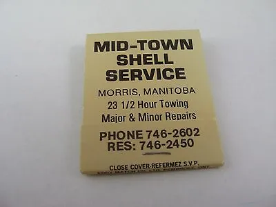 Vintage Advertising Matchbook: Mid Town Shell Service Automotive Morris Manitoba • $4.99