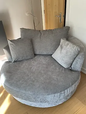 Fabulous M And S Love Circular Rotating Chair In Grey Velour • £350