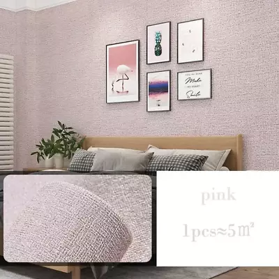 10M 3D Thicken Self-Adhesive Thermal Insulation Wallpaper Linen Plain Color Deco • £15.14