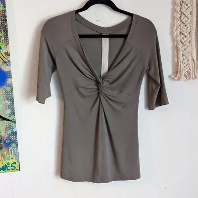 Marc Cain NWT Olive Green Twist Front Blouse Top Sz 8 • $39.99