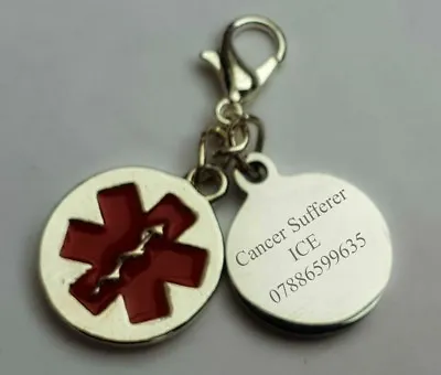  Medical Alert ID Adults Child All Cancers Life Saving Info Charm Engraved SOS • £6.99