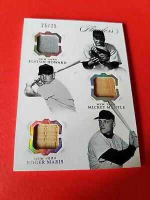 Mickey Mantle Roger Maris Elston Howard 3 Game Used Bat Jersey Card #25 Flawless • $249.95