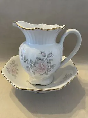 £14 • Buy Vintage Maryleigh Pottery Wash Bowl And Jug Pitcher Small White Floral Design
