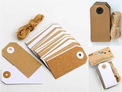 £2.99 • Buy Pack 24 Luggage Gift Tags. Paper Kraft Tags With Jute String. Wedding Christmas