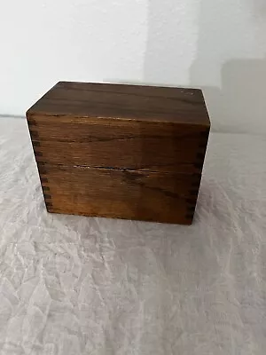 Vintage Oak Wooden Recipe File Index Card Box Hinged Lid Dovetailed Joints • $12.99