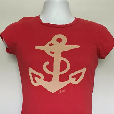 Sailor Jerry Rum Anchor Logo T Shirt Womens Juniors Medium Red • £21.16