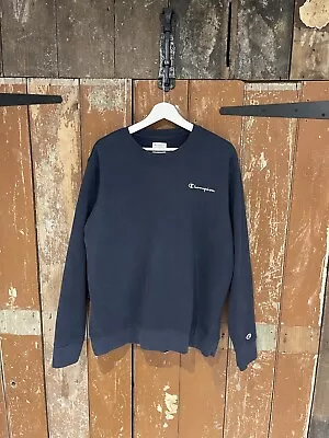 Champion Sweatshirt Jumper Top Men's Size Large Navy Blue Logo Crew Neck • £19.99