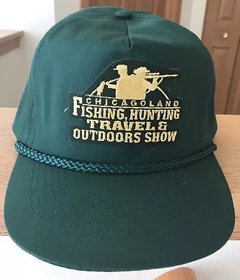 Chicagoland Fishing Hunting Travel & Outdoors Show Hat Cap Green Vintage VTG • $17.81