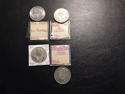 4 Egyptian Silver Coins 20 Piastres 20 Qirsh Pound From An Old Collection... • $175