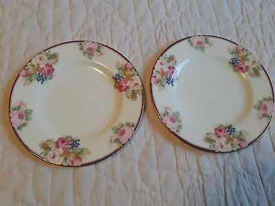 TWO Mikasa Rosemead Salad Plates 7 3/4  Ivory Multi Bone China NO Chips XLNT • $14