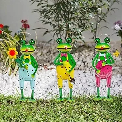 Novelty Metal Frog Stake Garden Ornament Hand Painted Decoration 1pc Random • £11.99