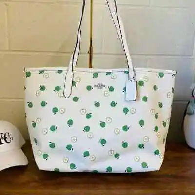 COACH C4119 City Tote With Apple Print Chalk Green Multi • $159