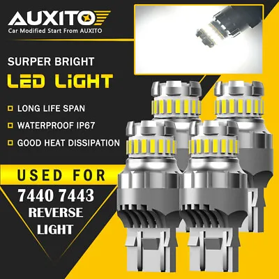 4X 7443 7440 LED 6500K Reverse Backup Brake Tail Stop Parking Light Bulbs CANBUS • $17.99