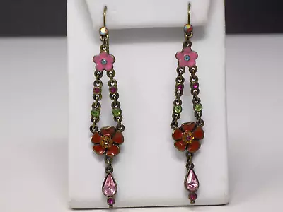 $59.99 • Buy STUNNING!  Ben-Amun Enamel Flowers Chandelier Earrings AB Crystals Floral