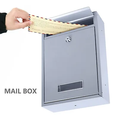 Metal Waterproof Mail Box Wall Mount Newspaper Letterbox Door Lockable W/2 Keys  • $31.35