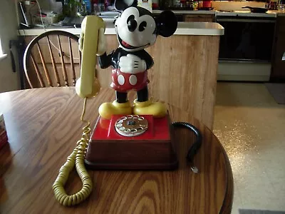 Vintage 1970's Mickey Mouse Rotary Dial Working Phone Darling Kid's Room Antique • $39.95