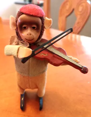 Antique / Schuco Toy Wind Up Monkey With Violin  Works  1930's Germany  No Key  • $69.99