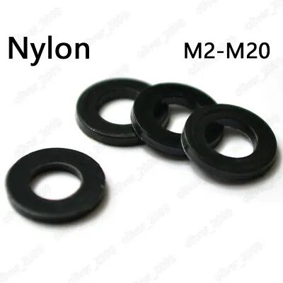 Black Plastic Nylon Flat Washers Insulation M2 M2.5 M3 M4 M5 M6 M8 M10 M12-M20 • $50.95