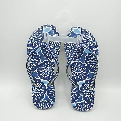 Vera Bradley Flip Flops Size M 7-8 Blue Petal Splash New • $15.95