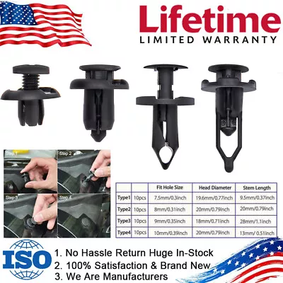 $7.99 • Buy Set Of 40 Car Push Retainer Pin Body Bumper Rivet Trim Moulding Clips Parts Kits