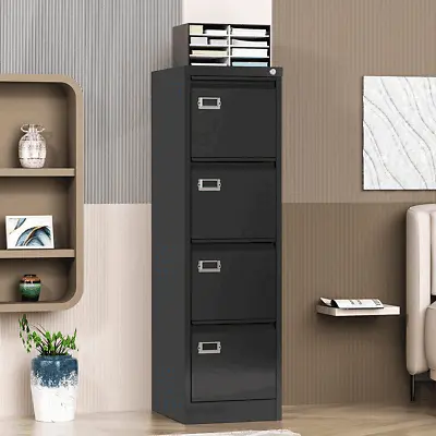 Metal Vertical File Cabinet4 Drawers Filing Cabinet With Lock For Home Office • $179.99