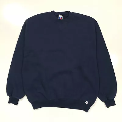 Russell Adult XL Vintage Blank Crewneck Sweatshirt Navy Blue Made In USA • $25