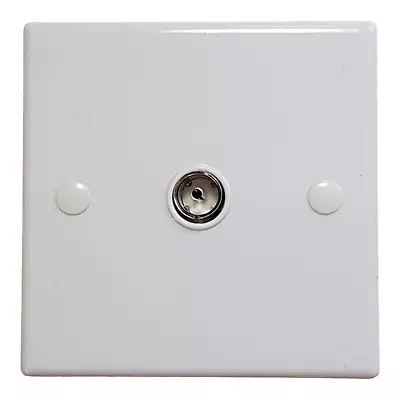 TV Aerial Socket Coax Coaxial Wall Face Plate White TV Point Single Gang TV FM • £2.89