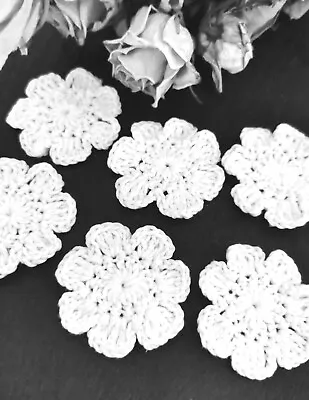 £6 • Buy Handmade White Flowers, Crochet 6 Applique, Scrapbooking, Wedding Flowers