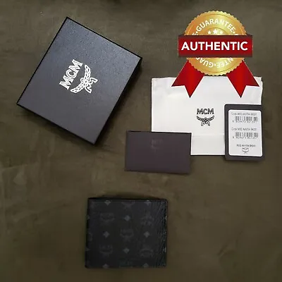 New Authentic MCM Bifold Wallet In Visetos Original / BLACK • $210