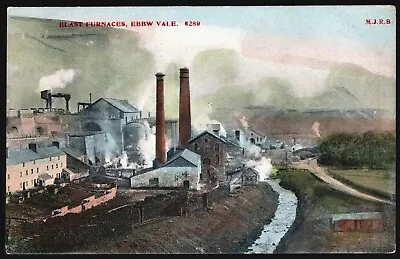 £20 • Buy Hand Colour Tinted Print Postcard Blast Furnaces-ebbw Vale Steel Works & River