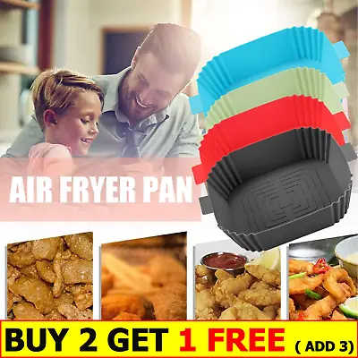 £6.99 • Buy Air Fryer Silicone Pot Baking Basket Oven Non Stick Reusable Liners Microwavable