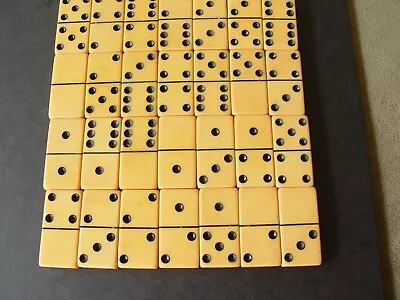 Vintage Bakelite Butterscotch Domino 28 Piece Set With Case • $24